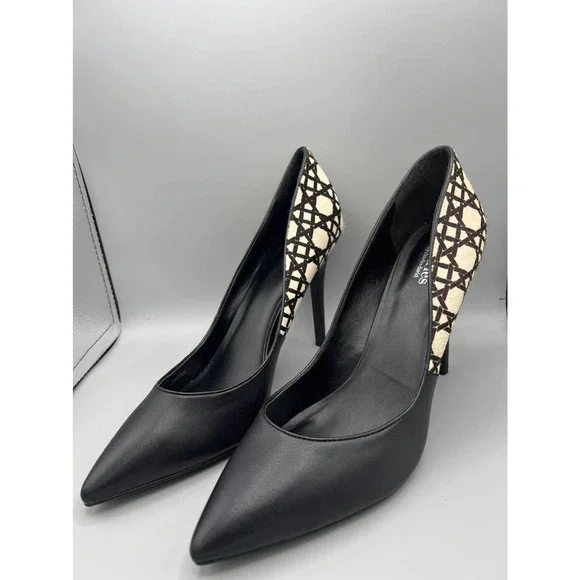 CharlesCharles David calf hair black/off white geometric print heels/pumps sz11 - Picture 3 of 10